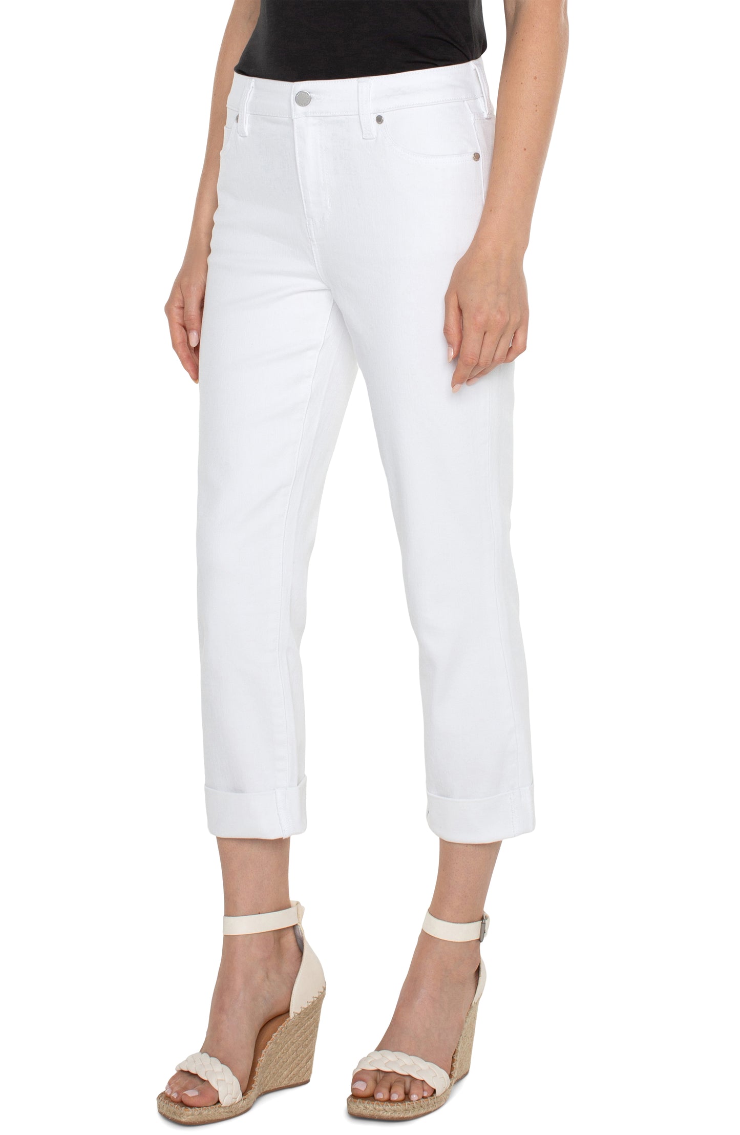 Liverpool Charlie Crop Skinny Rolled Cuff (Bright White)