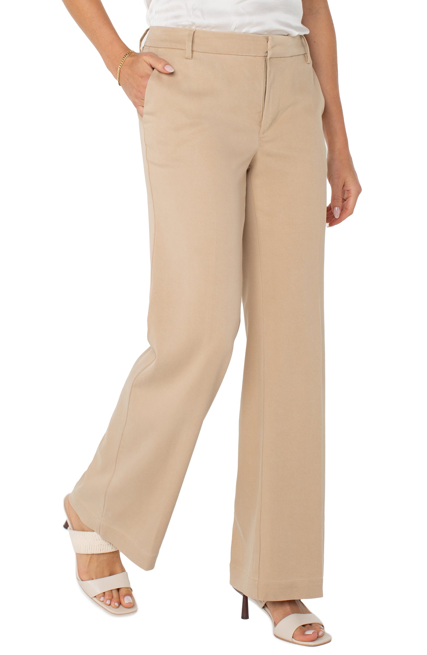 Liverpool Kelsey Wide Leg Trouser 31" Inseam (Sand Dune)