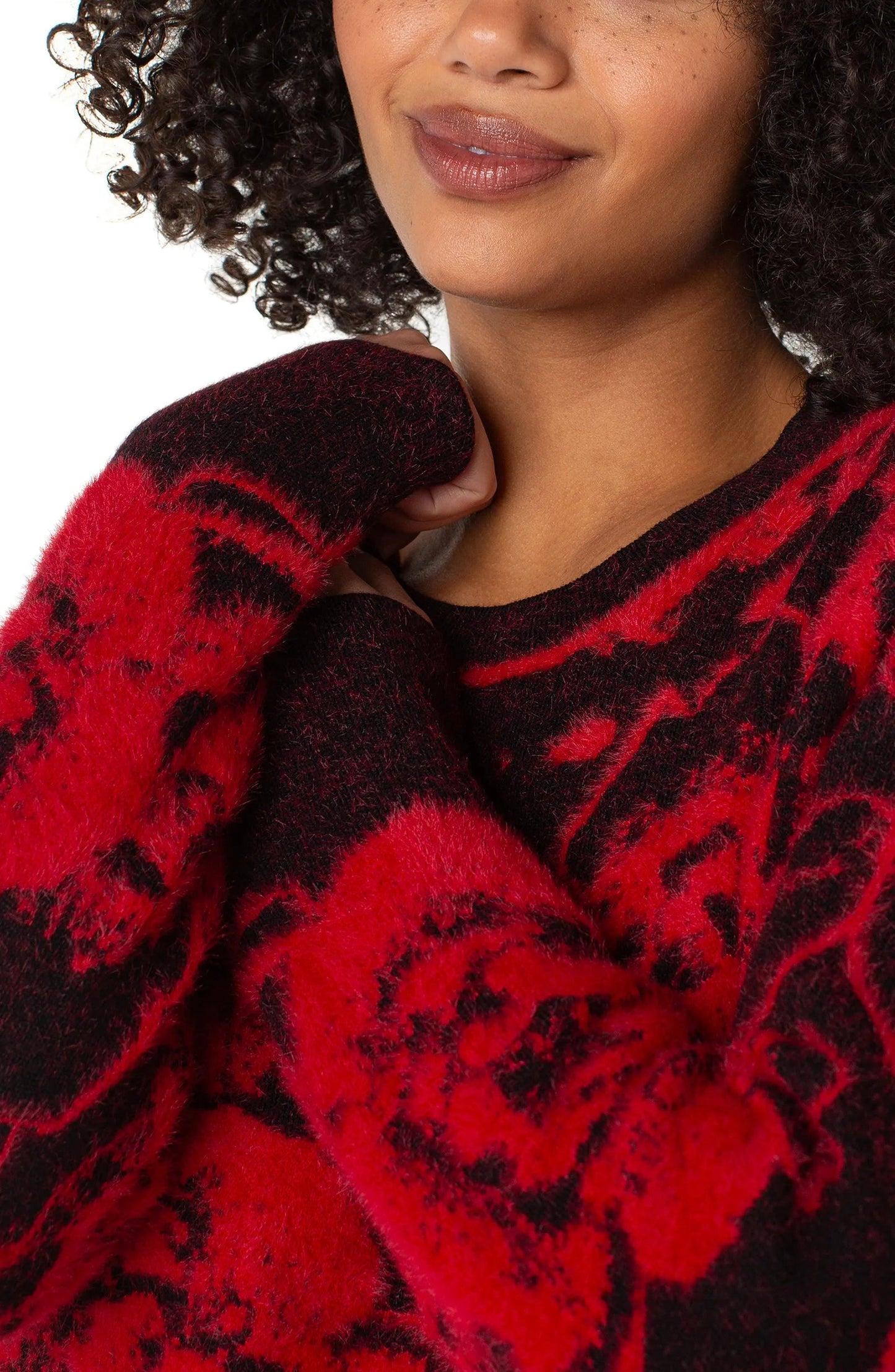 Liverpool Long Sleeve Crew Neck Sweater (Black Red Floral)