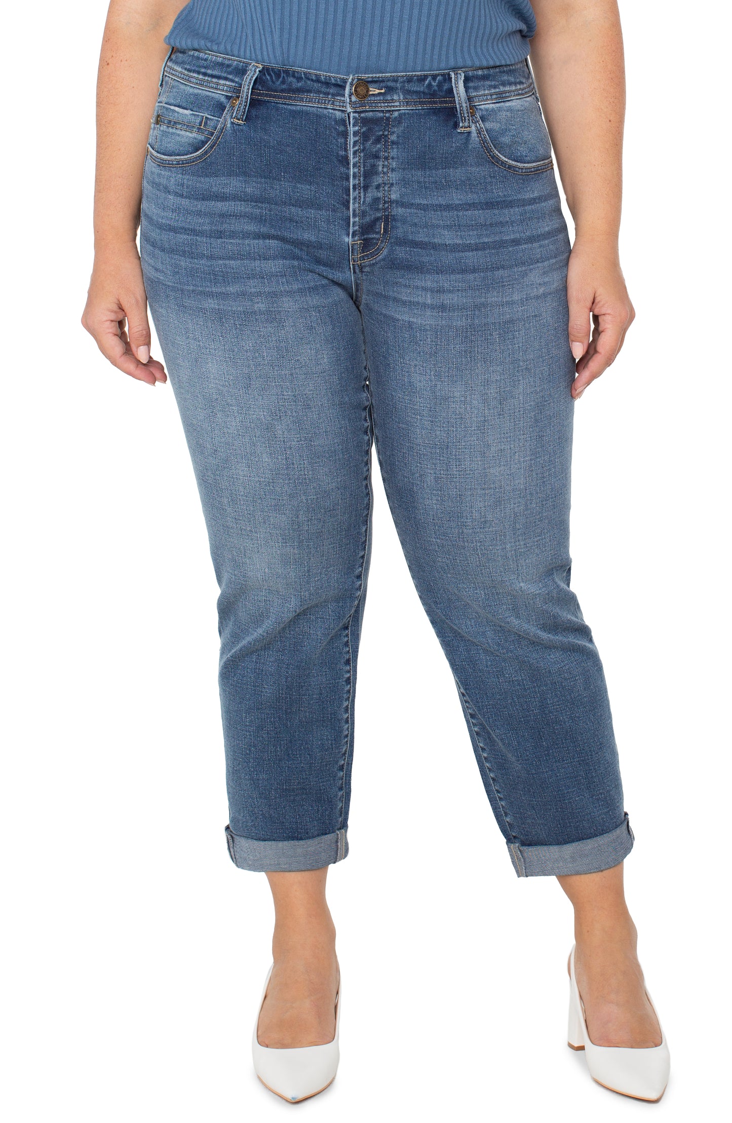 Liverpool The Keeper Boyfriend Rolled Cuff Plus Size (29"/26" inseam) (Pactola)