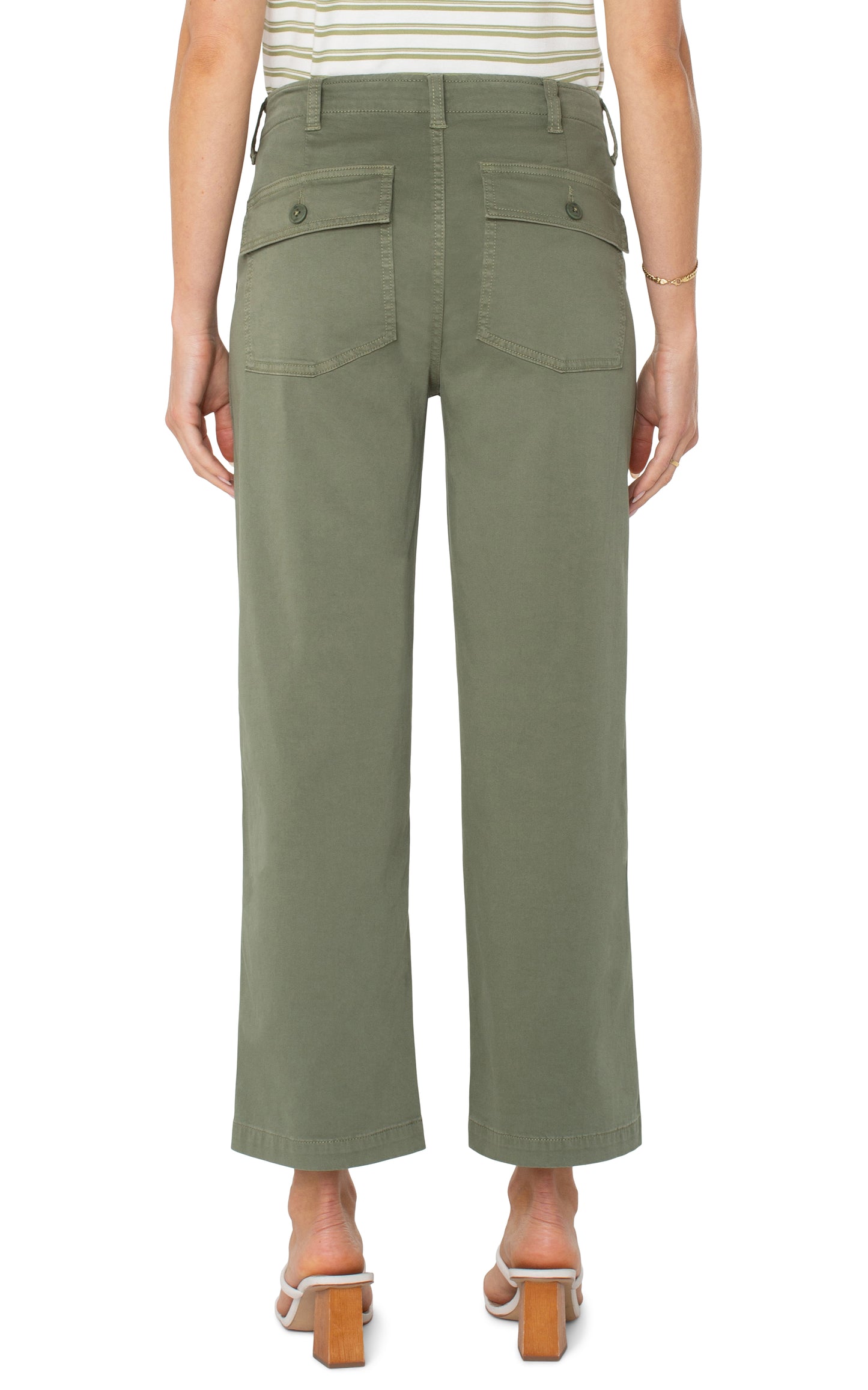 Liverpool Cargo Crop Wide Leg 26" Inseam (Martini Olive)