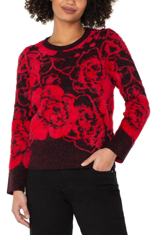 Liverpool Long Sleeve Crew Neck Sweater (Black Red Floral)