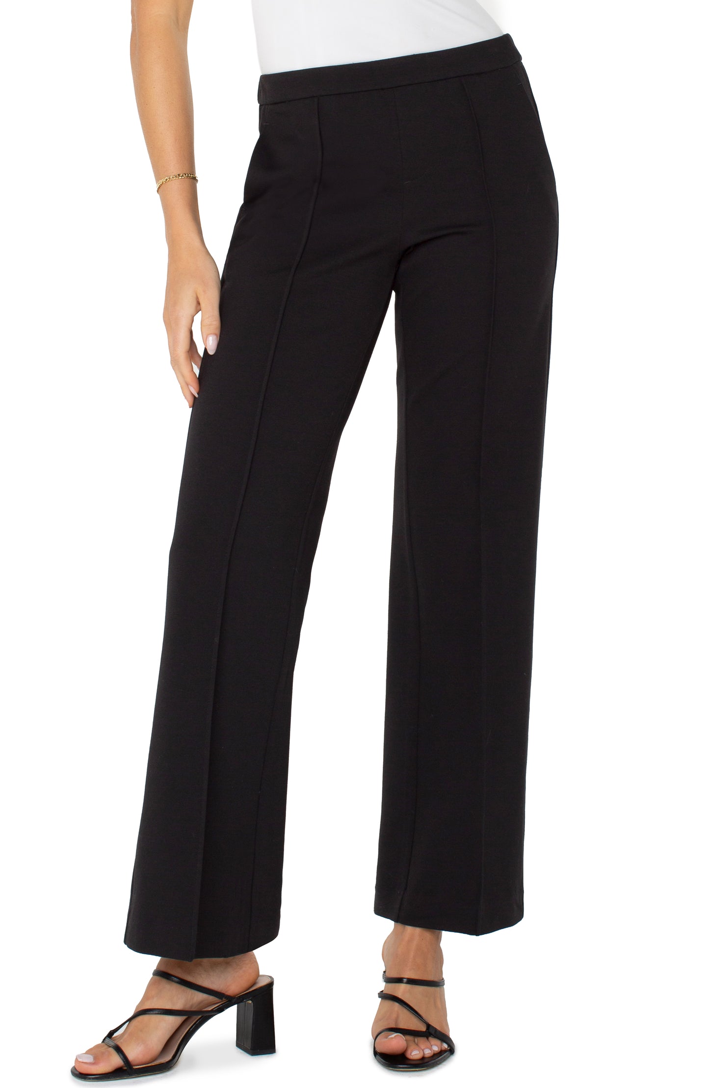 Liverpool Kayla Pull on Wide Leg Trouser (31" Inseam) (Black)