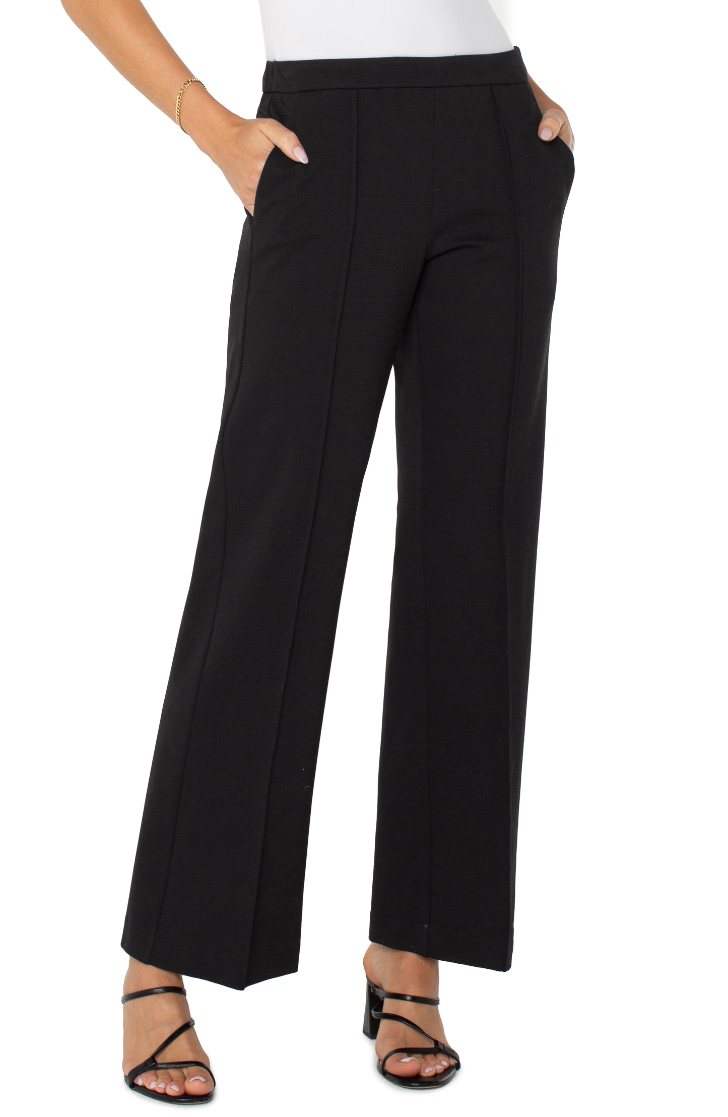 Liverpool Kayla Pull on Wide Leg Trouser (31" Inseam) (Black)
