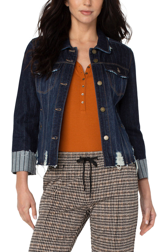 Liverpool Denim Jacket w Fray Hem & Cuffed Sleeves (Atwood)