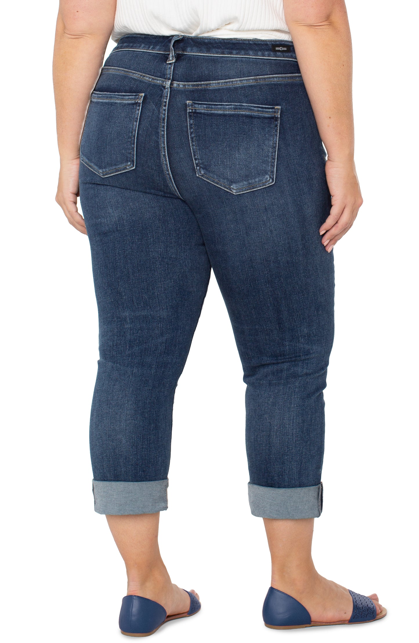 Liverpool Charlie Crop Wide Rolled Cuff Plus Size (24" inseam) (Wells)