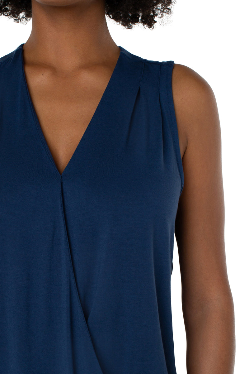 Liverpool Sleeveless V Neck Drape Front Knit Top (Solids)
