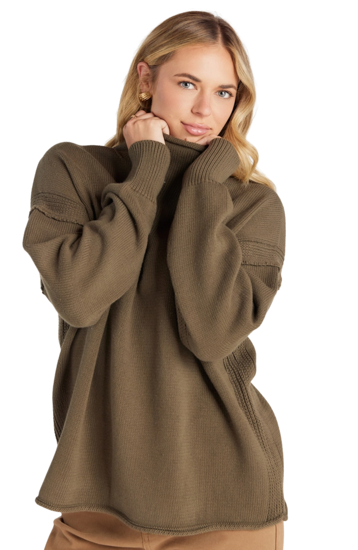 Oversized Turtleneck Knit Sweater