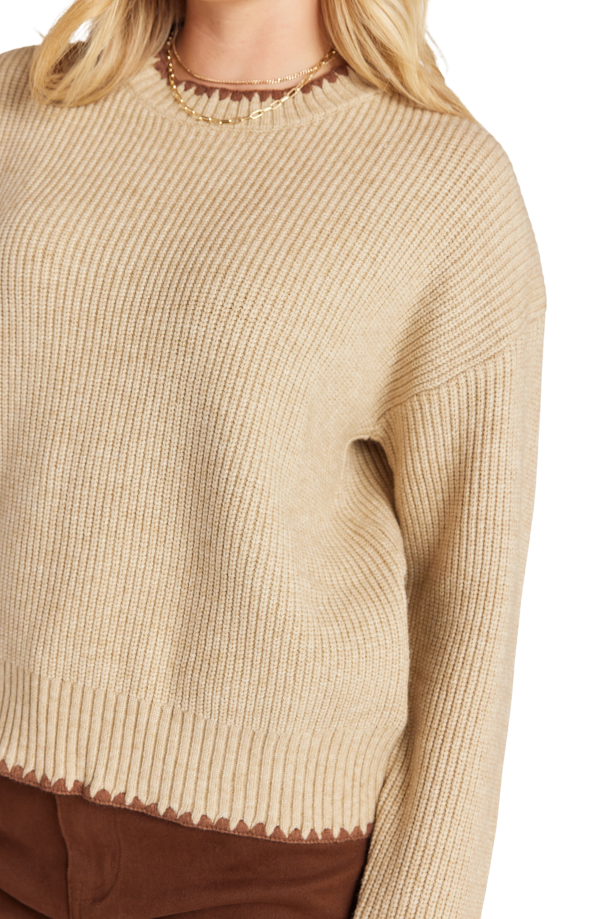Blanket Stitch Crop Sweater