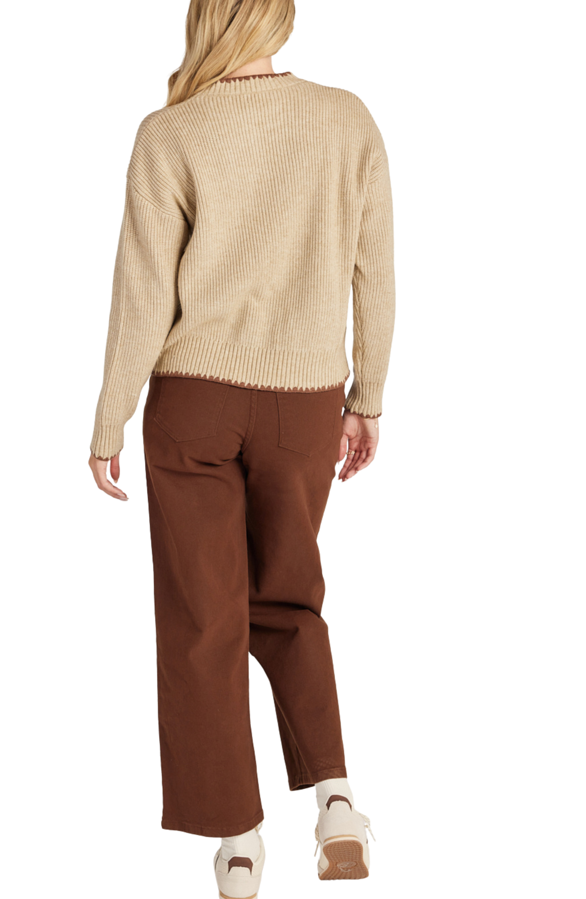 Blanket Stitch Crop Sweater