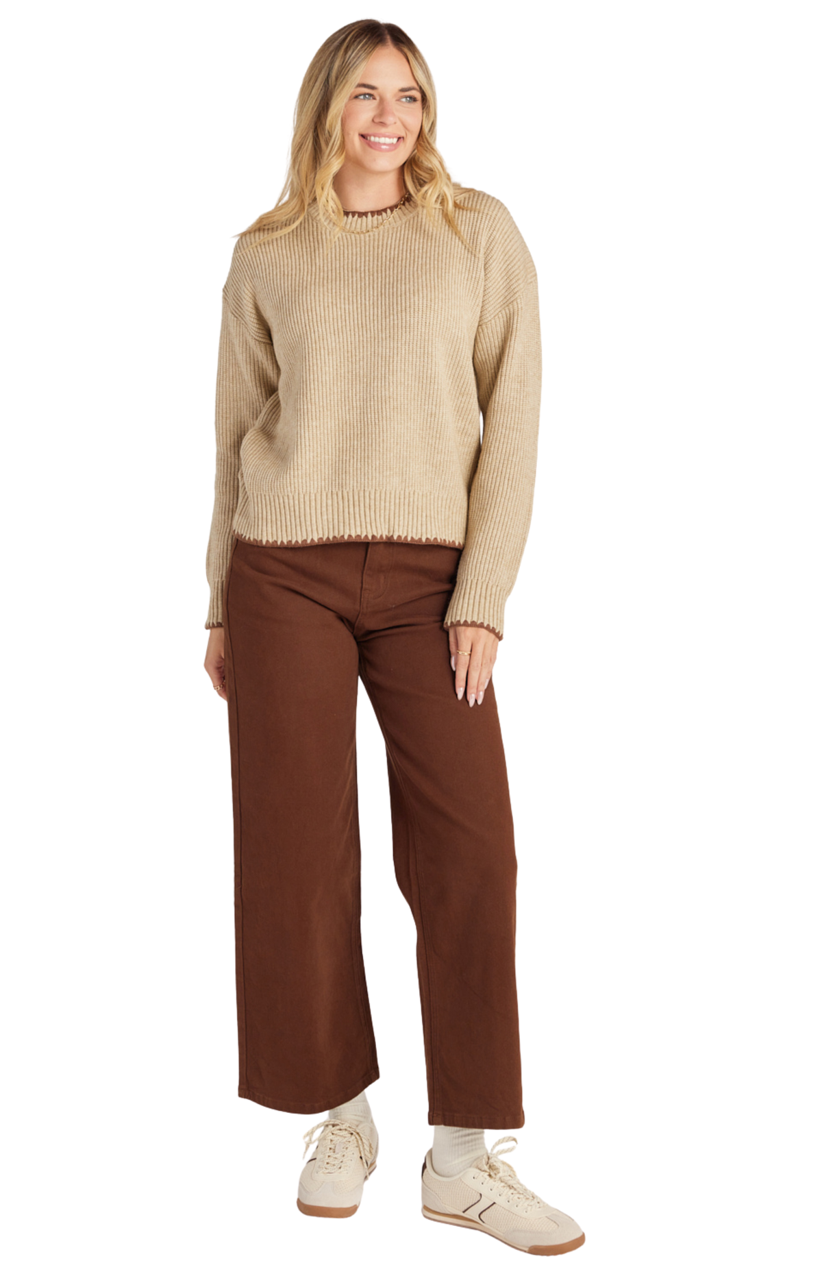 Blanket Stitch Crop Sweater