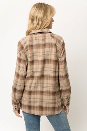 Flannel Plaid Oversize Raglan Shirt