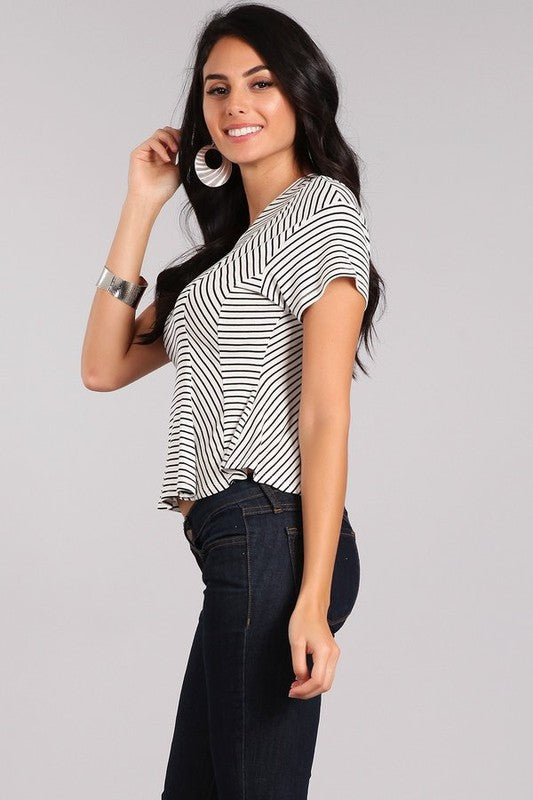 Striped Knit Waist Length Top