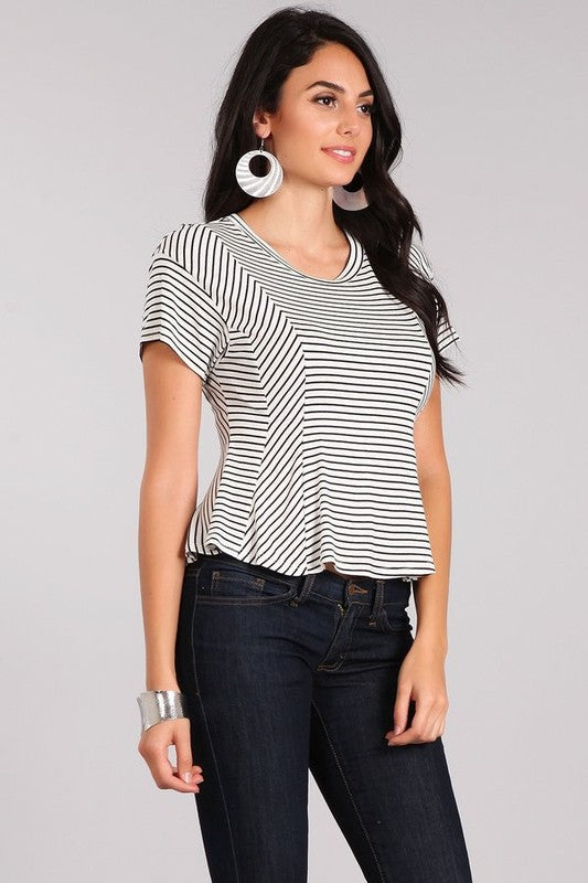 Striped Knit Waist Length Top