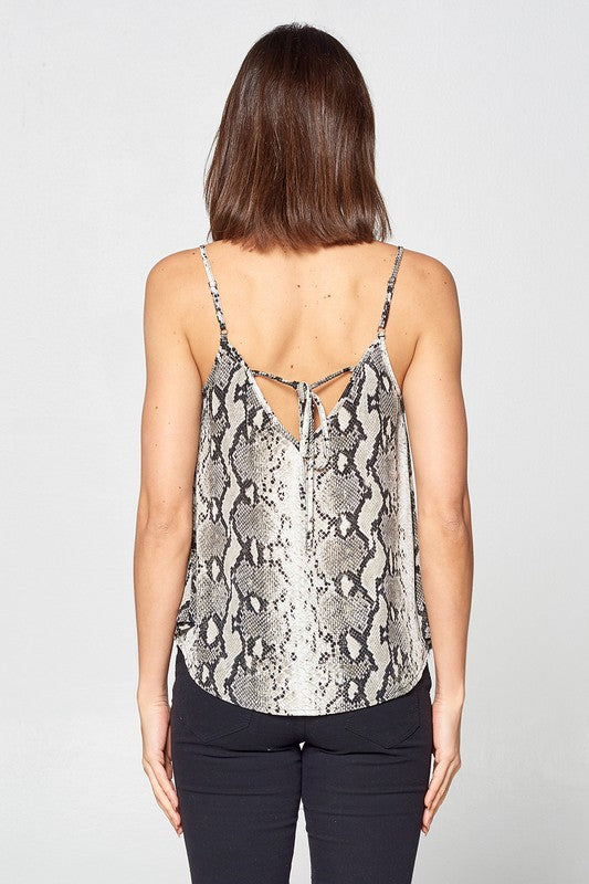 Snake Print Tank Flowy Cowl Neck