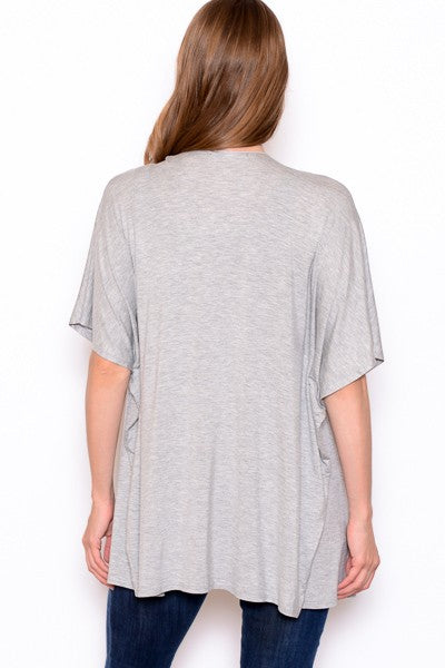 Short Sleeve Lightweight Cardigan Drape Front