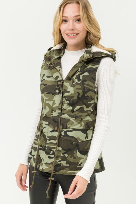 Camo Hooded Utility Vest