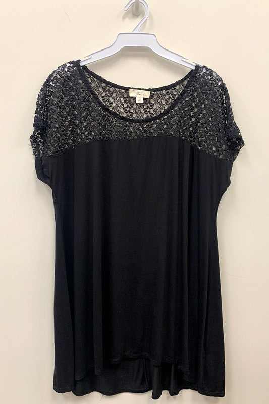 Short Sleeve Top with Lace Detail ~ Plus Size