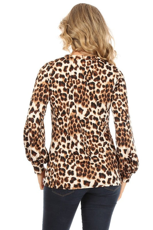 Cheetah Printed Long Sleeve Top