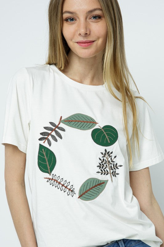 Leaf Embellishment Tee