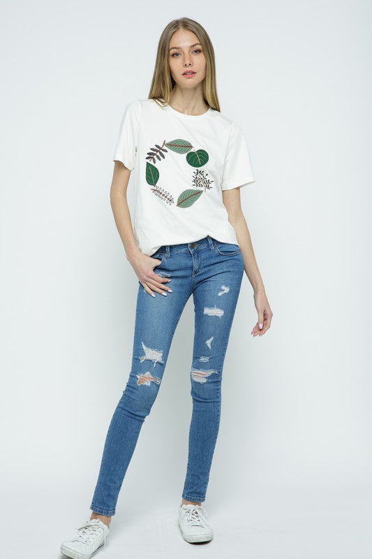 Leaf Embellishment Tee