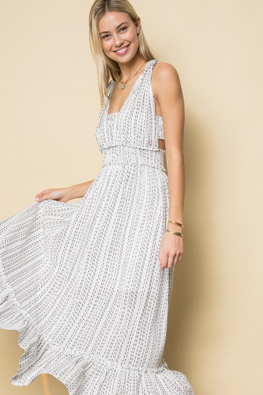 Polka Dot Maxi Dress with Lining