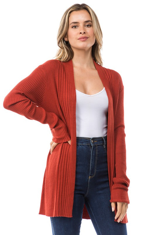 Ribbed Cardigan Fine Gauge