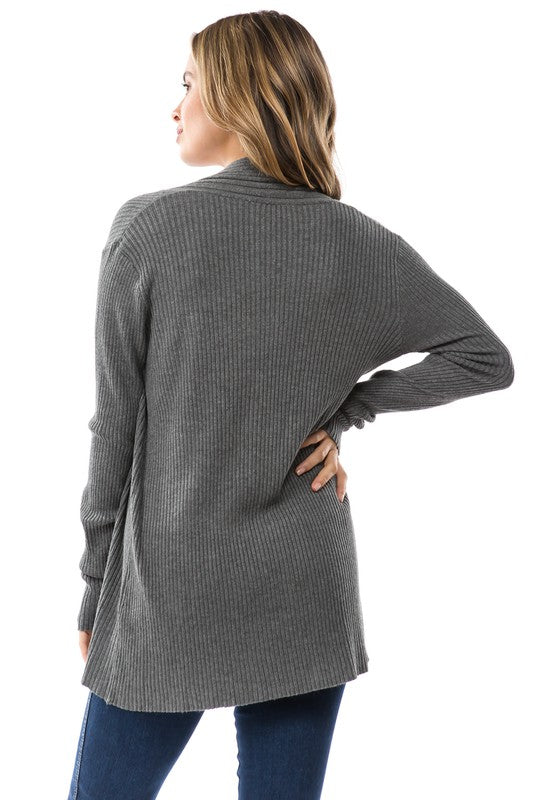 Ribbed Cardigan Fine Gauge