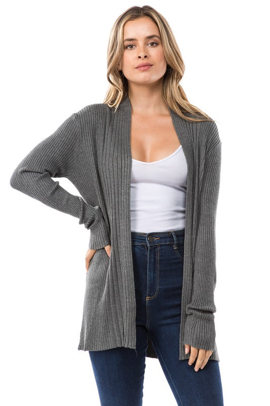 Ribbed Cardigan Fine Gauge