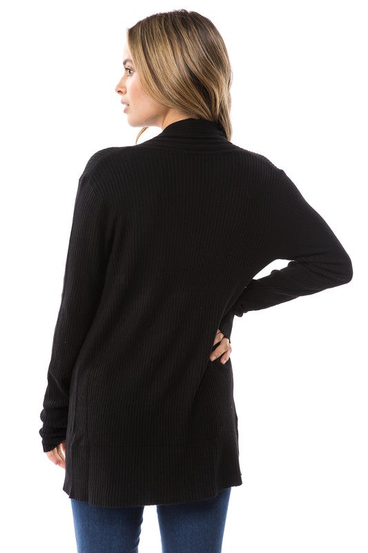 Ribbed Cardigan Fine Gauge