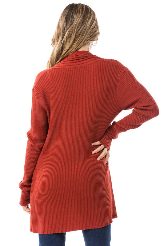 Ribbed Cardigan Fine Gauge