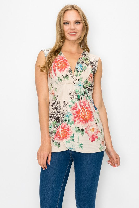 Sleeveless Floral Print Top