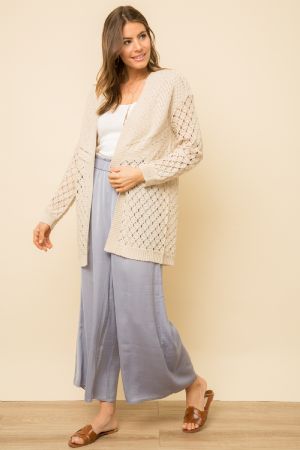 Open Crochet Bubble Sleeve Cardigan