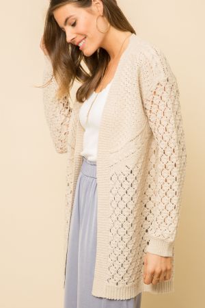 Open Crochet Bubble Sleeve Cardigan