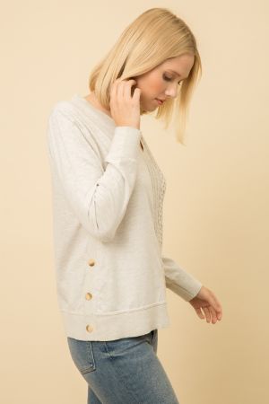 Side Button Knit Detail Sweater