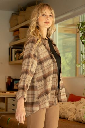 Flannel Plaid Oversize Raglan Shirt