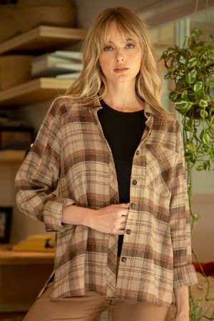 Flannel Plaid Oversize Raglan Shirt