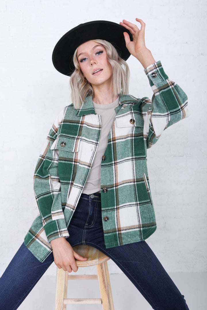 Flannel Plaid Shirt Jacket