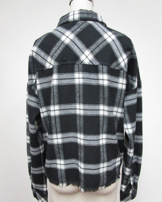 Oversize Crop CheckeRed Shirt with Side Trim Detail