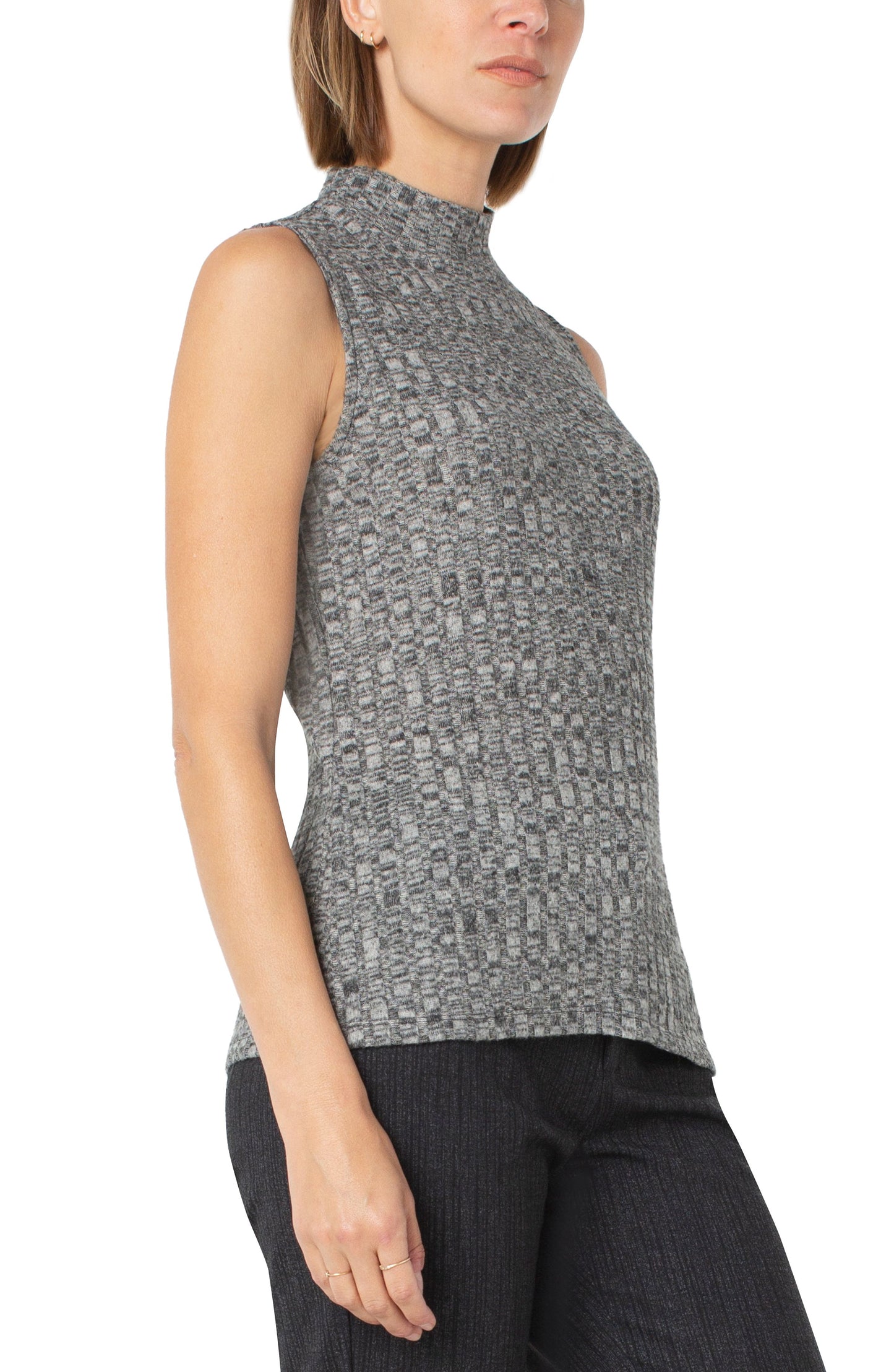 Liverpool Mock Neck Sleeveless Rib Knit Top (pattern)