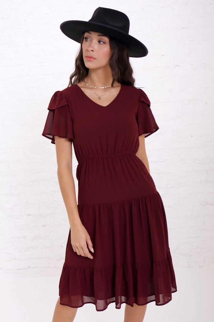 The Amara Midi Dress with TieRed Skirt