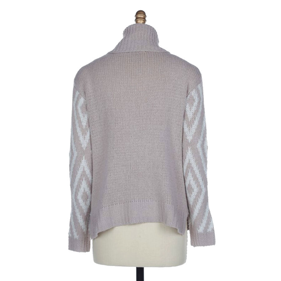 Diamond Print Cowl Neck Sweater