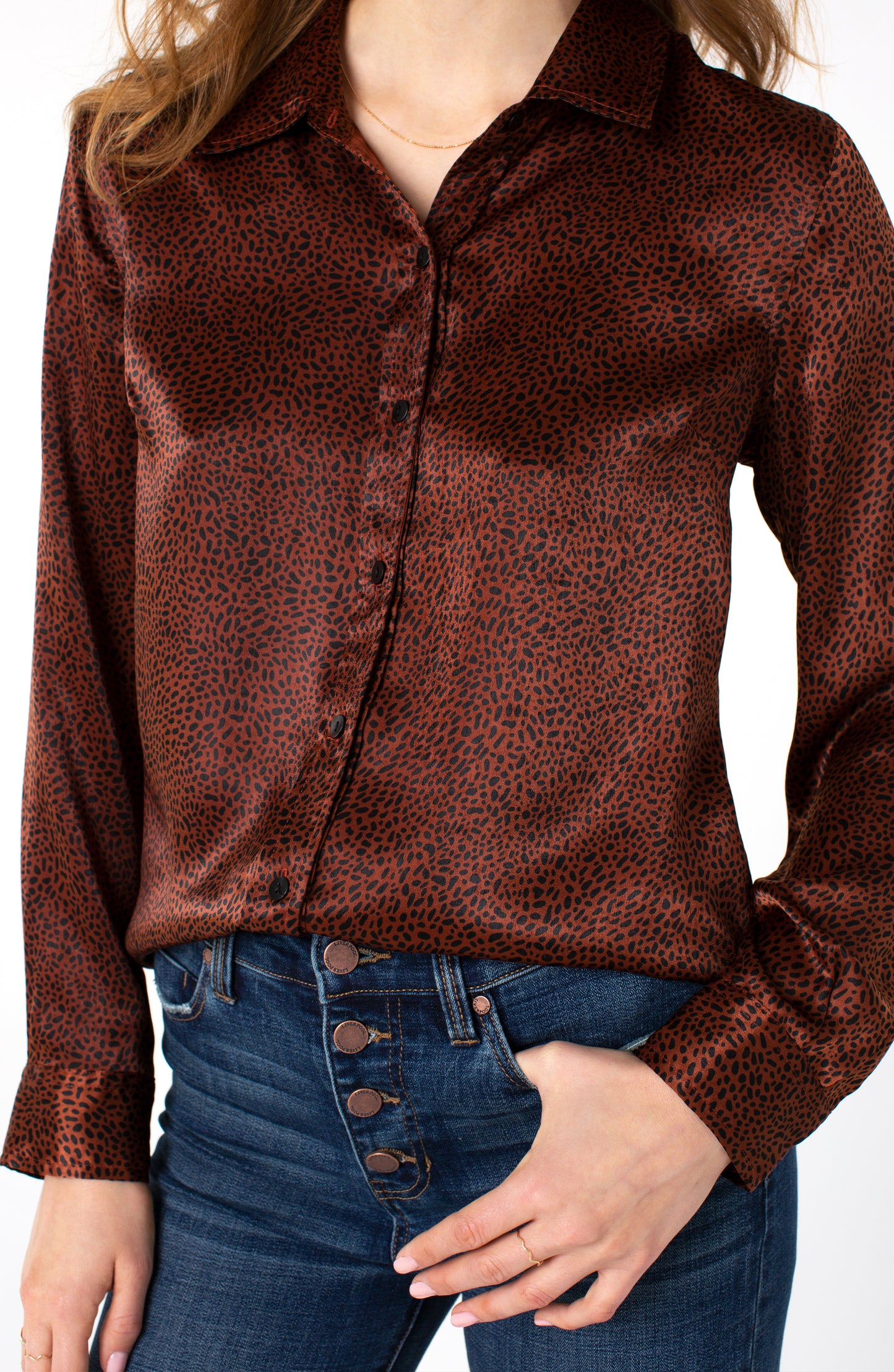 Liverpool Button Up Woven Blouse