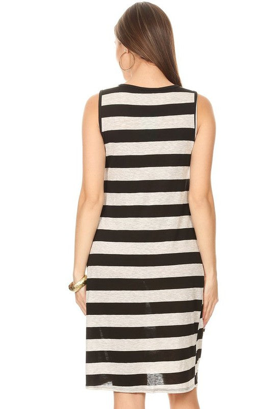 Striped Sleeveless Dress with Twist Hem