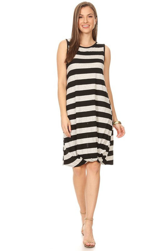 Striped Sleeveless Dress with Twist Hem