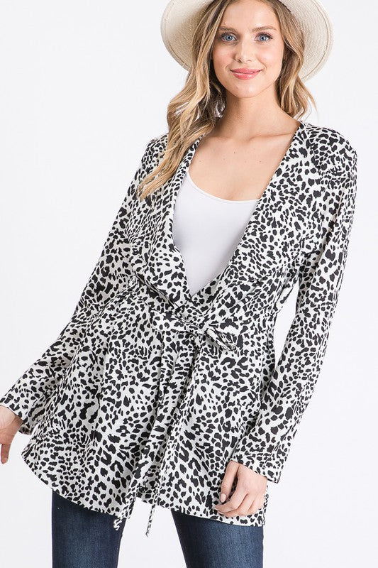 Animal Print Spotted Light Weight Long Jacket