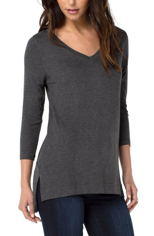 Liverpool V-Neck 3/4 Sleeve Knit Top