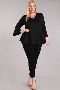 Bell 3/4 Sleeve Solid Knit Top