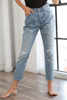 Ripped distressed high waisted boyfriend jeans