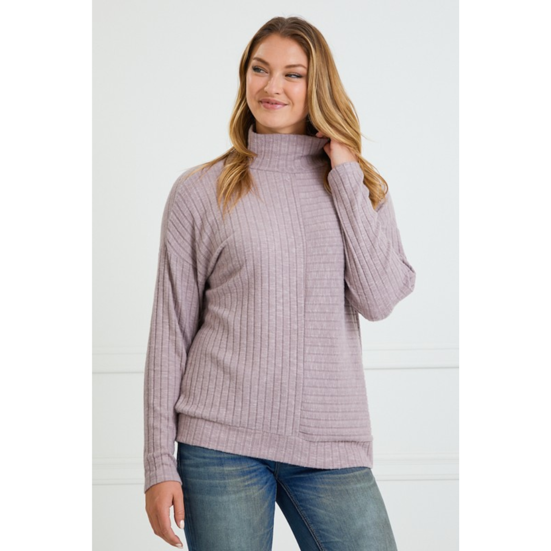 Ribbed Mock Neck Lightweight Sweater